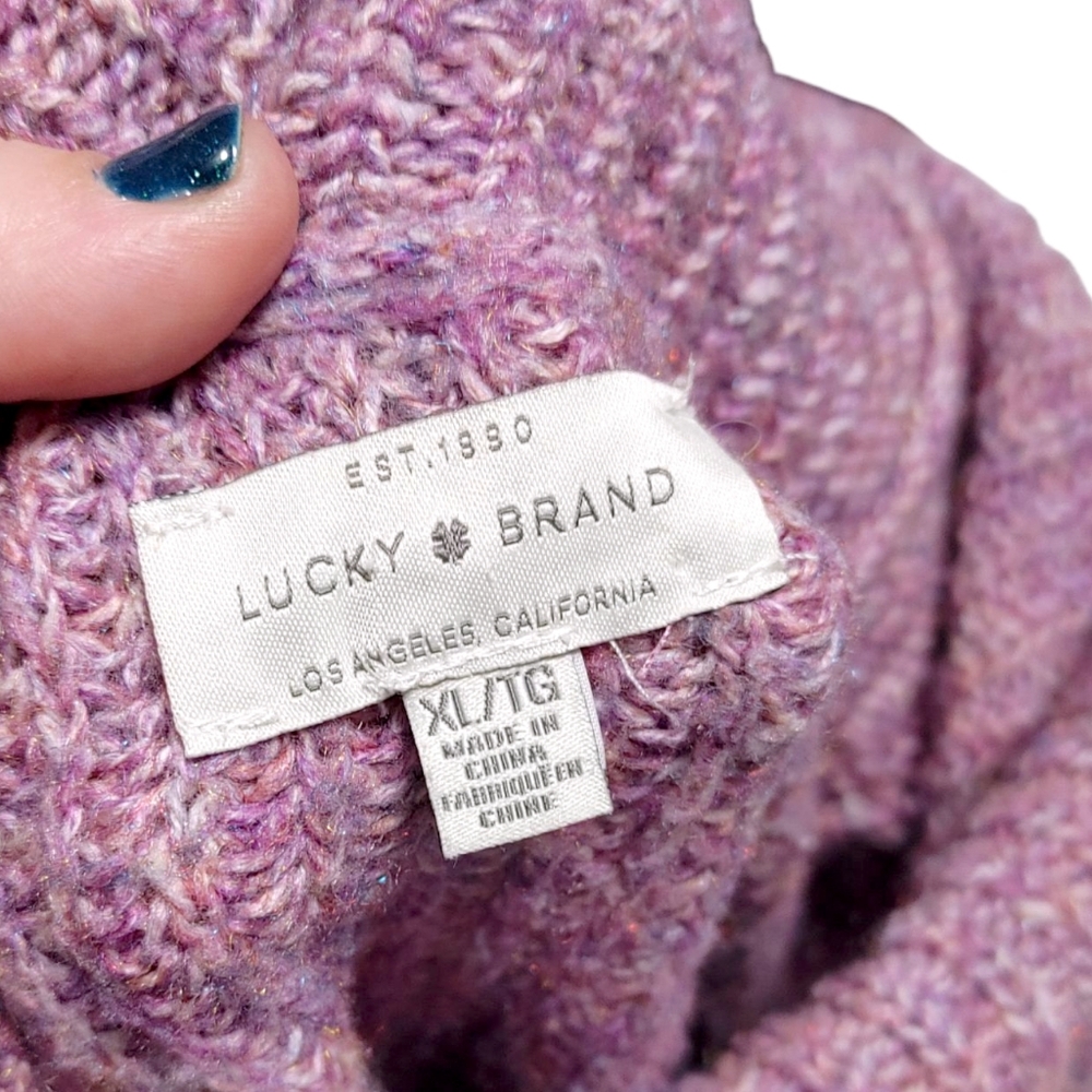 Lucky Brand Purple Knit Cropped Turtleneck Sweater Women's Size Extra Large XL - Picture 5 of 9